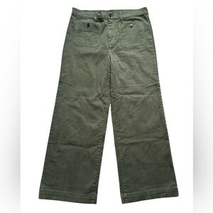J.Crew Women’s 29 Sailor Slim wide leg chino pant green high rise NWOT